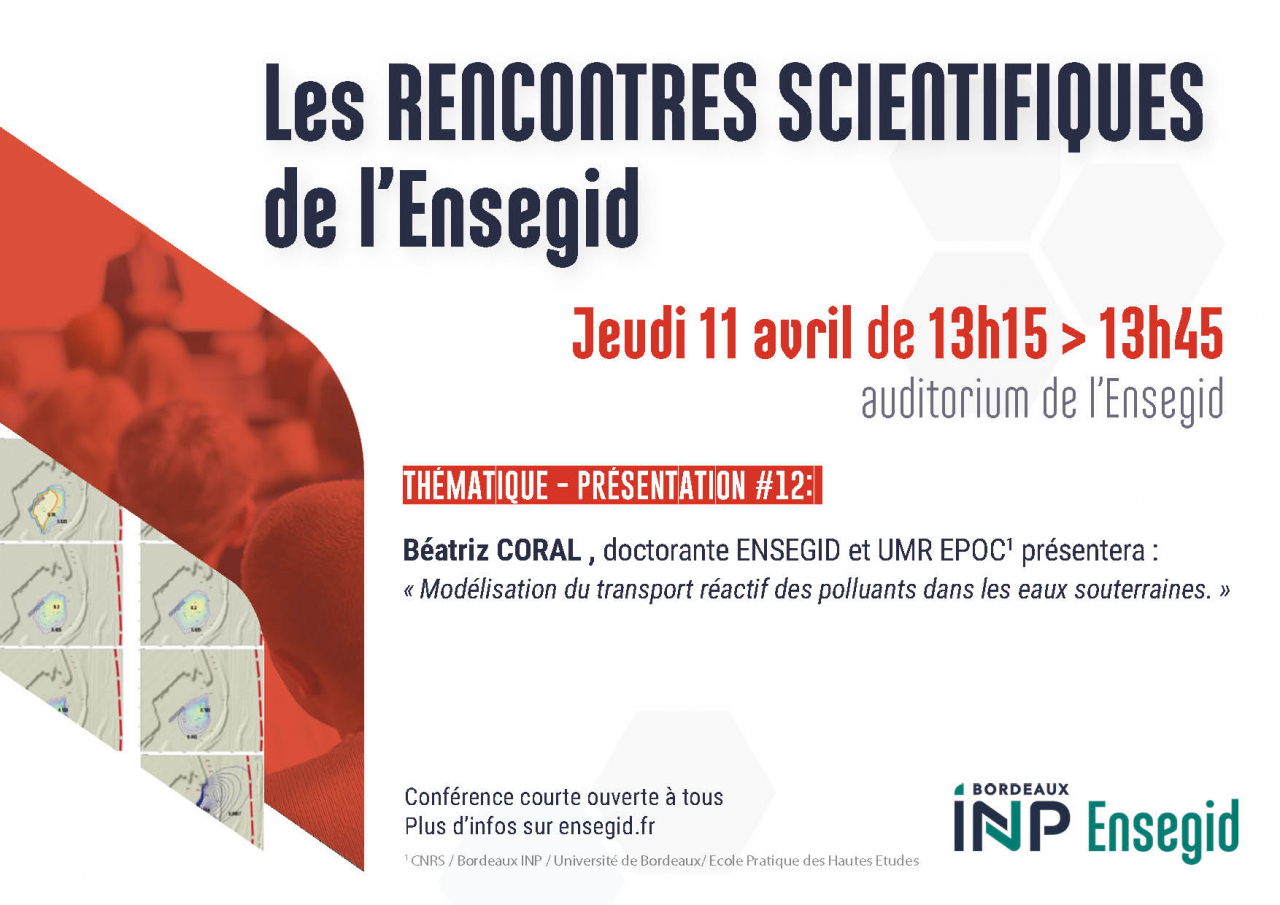 Rencontres Scientifiques #12 de l'ENSEGID : Béatriz CORAL Rencontres Scientifiques #12 de l'ENSEGID : Béatriz CORAL